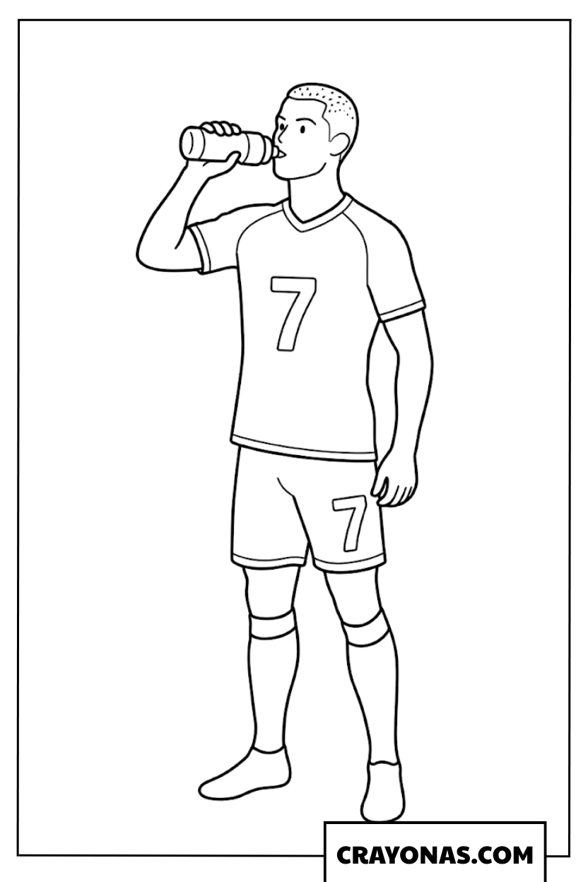 Buzz Cut Ronaldo Drinking Water Coloring Page