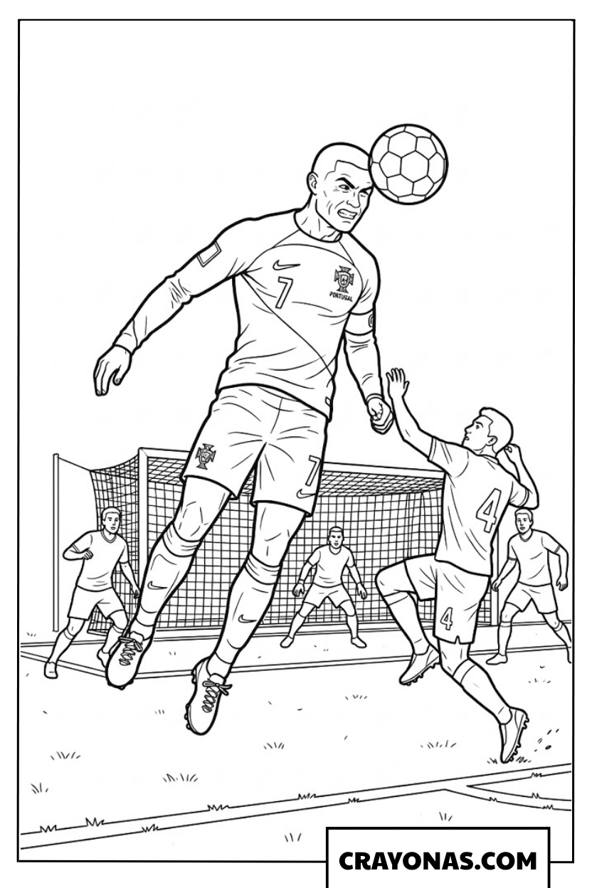 Buzz Cut Ronaldo Header Coloring Page