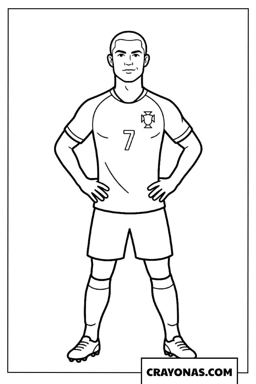 Buzz Cut Ronaldo Standing Pose Coloring Page