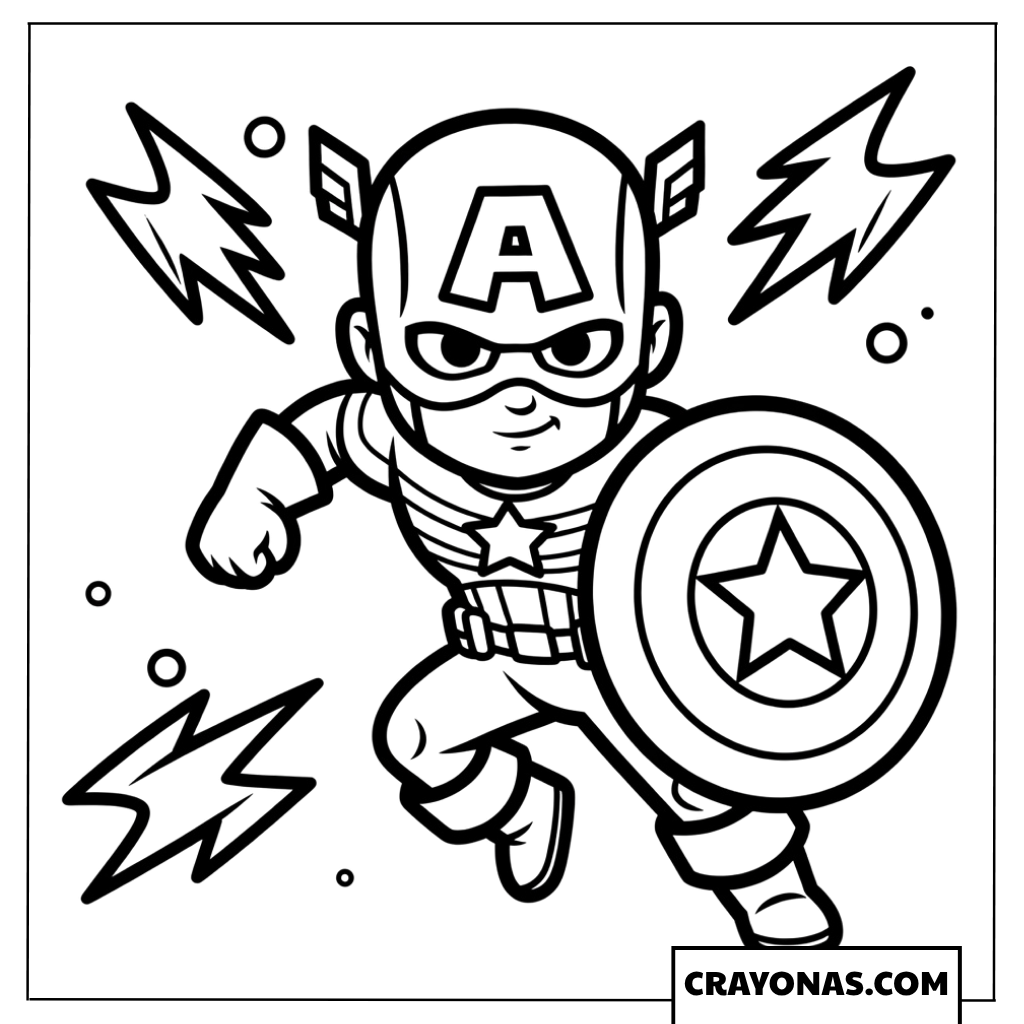 Captain America Running Coloring Page