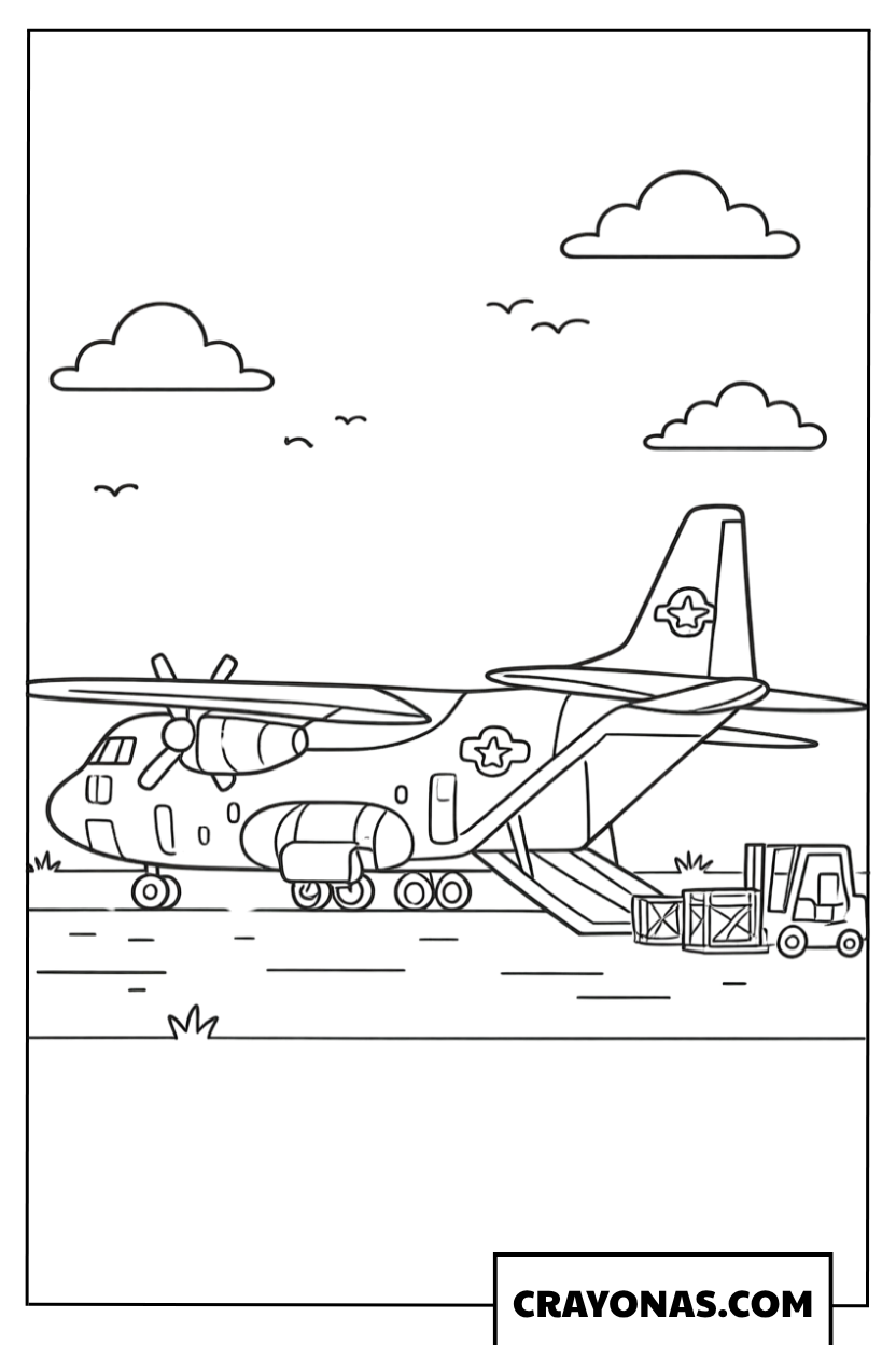 Cargo Transport Plane Coloring Page