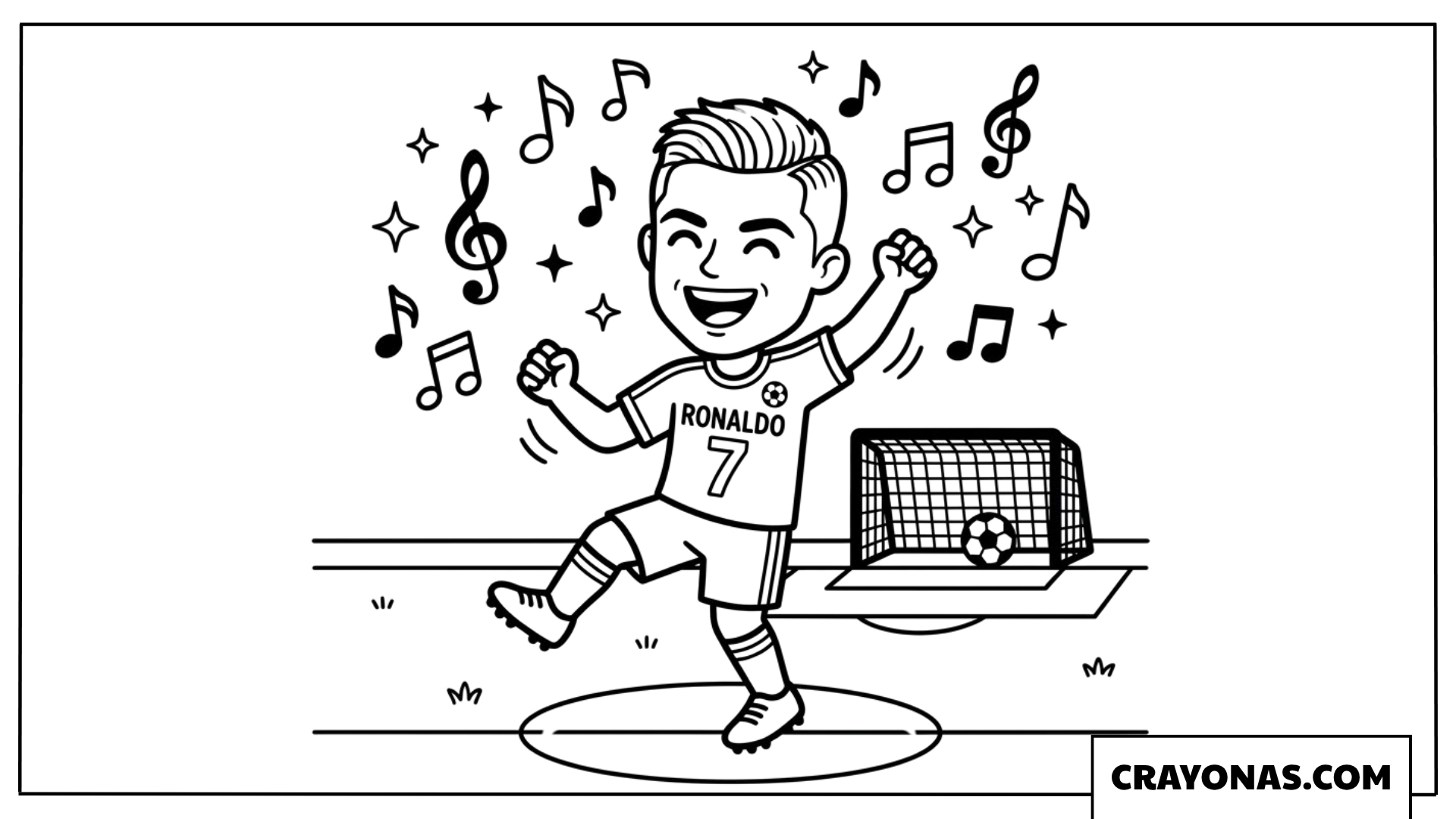 Cartoon Ronaldo Dancing Celebration Coloring Page