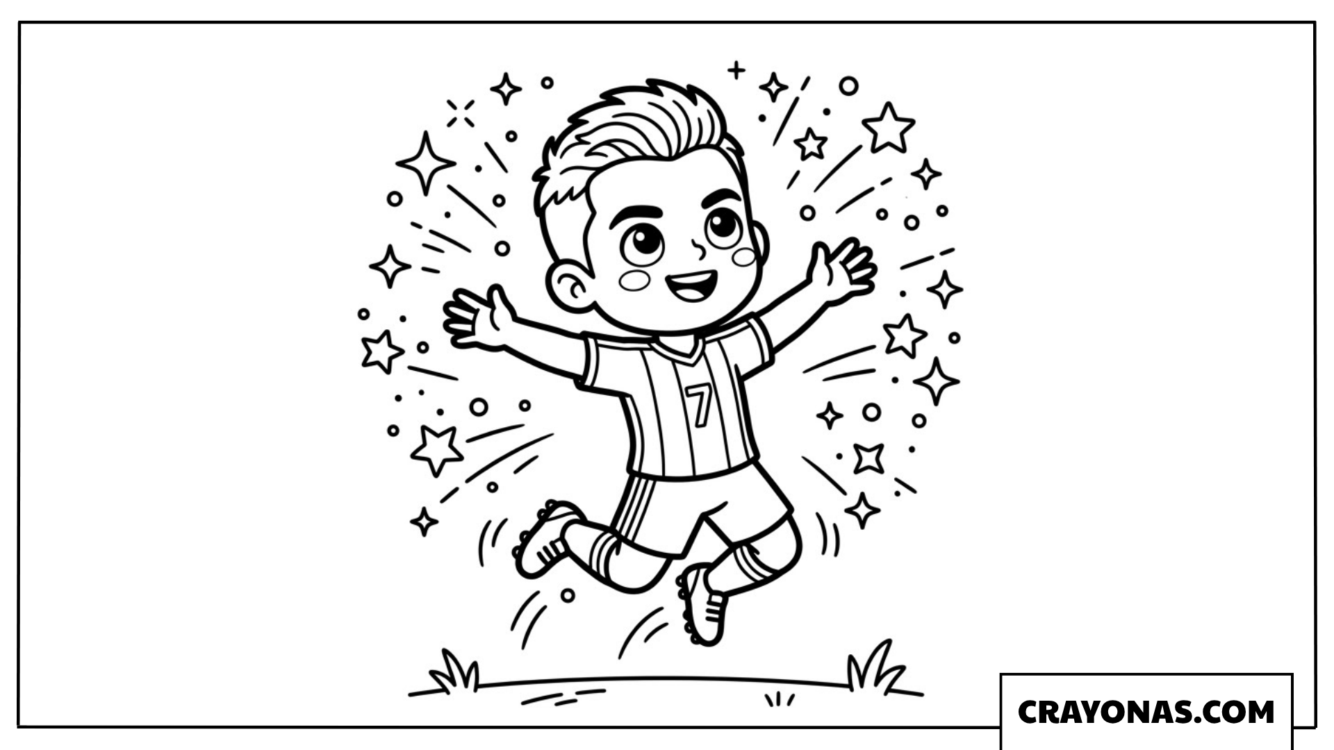 Cartoon Ronaldo Joyful Jump Celebration Coloring Page