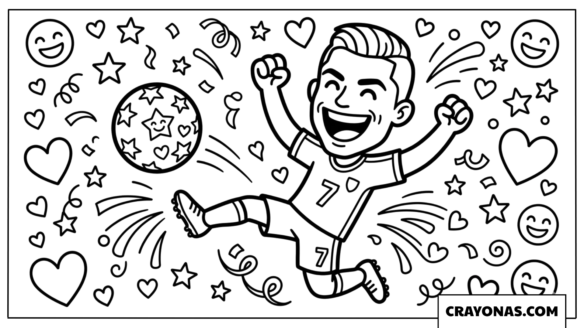 Cartoon Ronaldo Super Happy Celebration Coloring Page