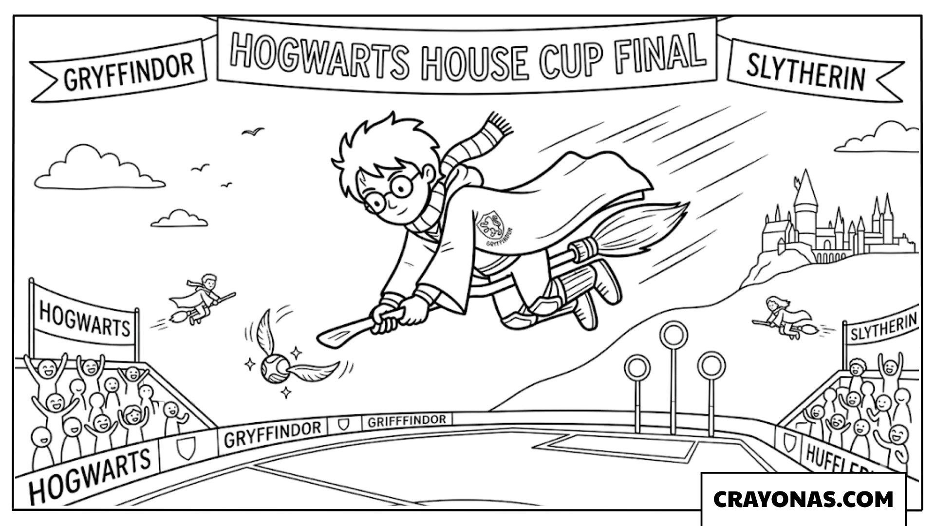 Chaotic Quidditch Match Coloring Pages