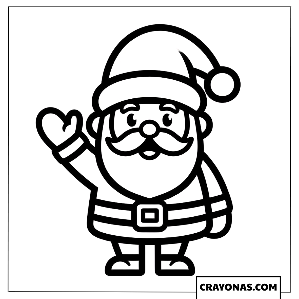 Cheerful Santa Waving Coloring Page