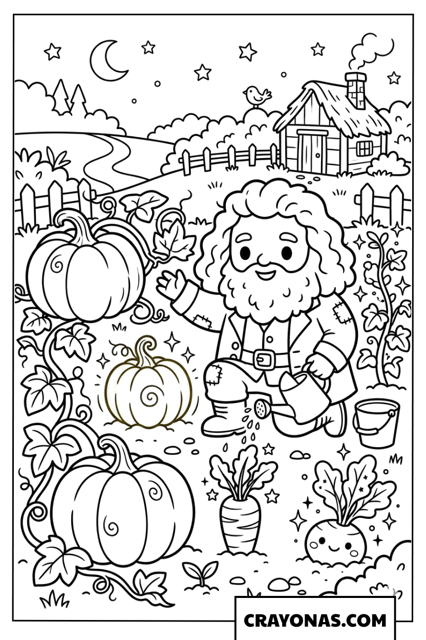 Chibi Hagrid in Garden Coloring Pages