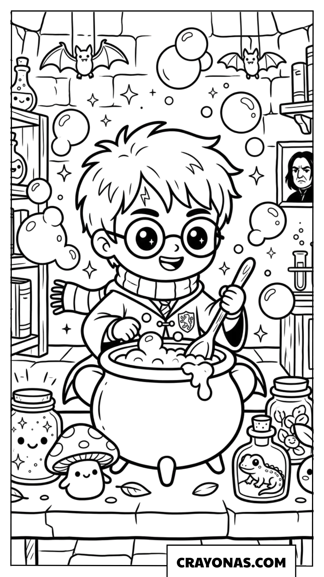 Chibi Harry Potter Brewing Potion Coloring Pages