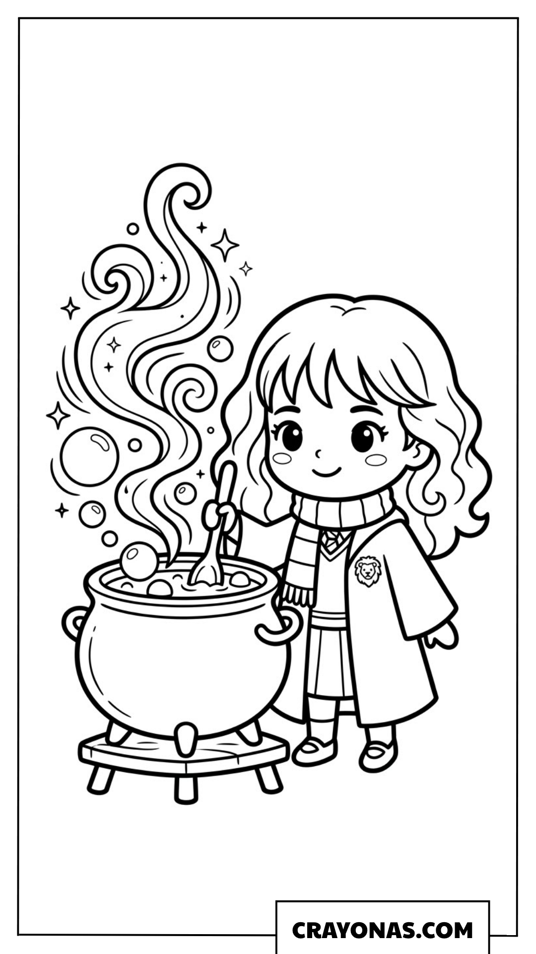 Chibi Hermione Granger Brewing Potion Coloring Pages