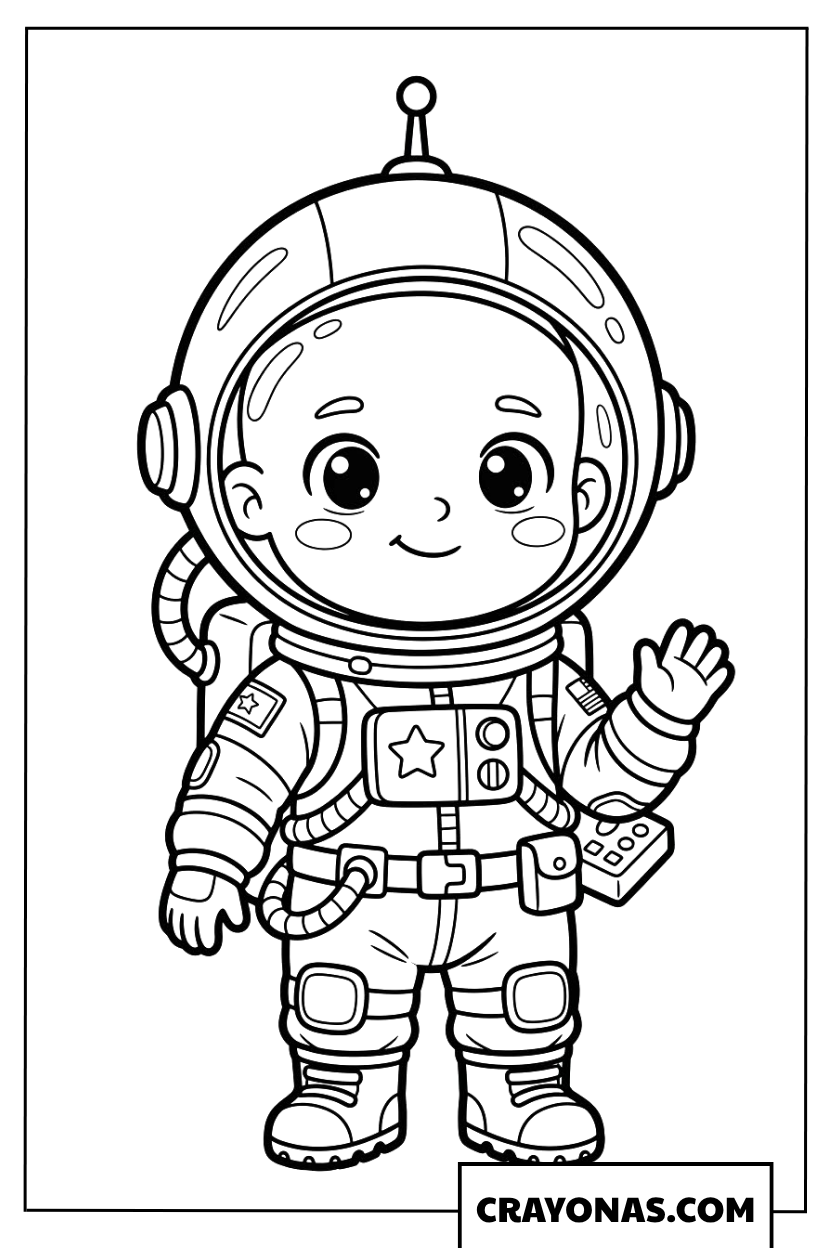Chibi astronaut coloring page