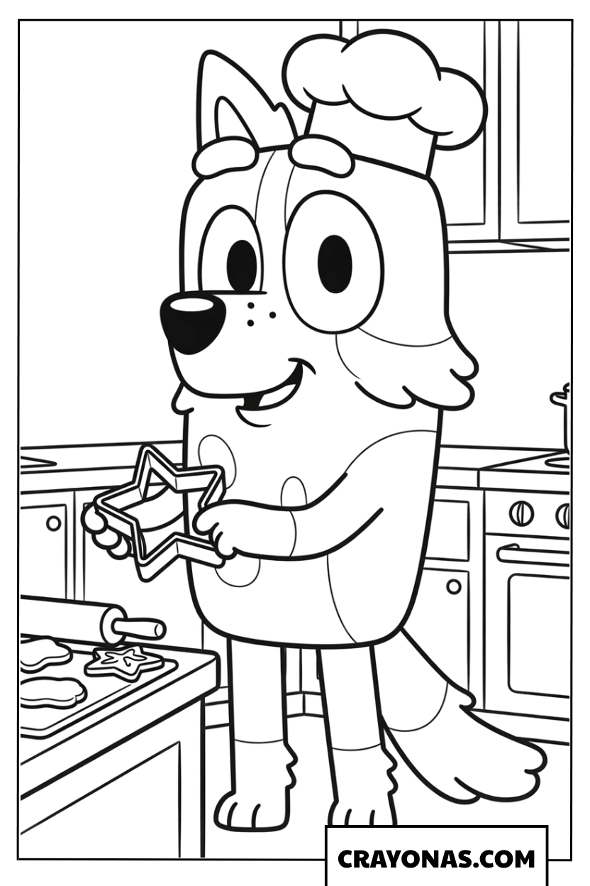 Chilli Baking Christmas Cookies Coloring Page