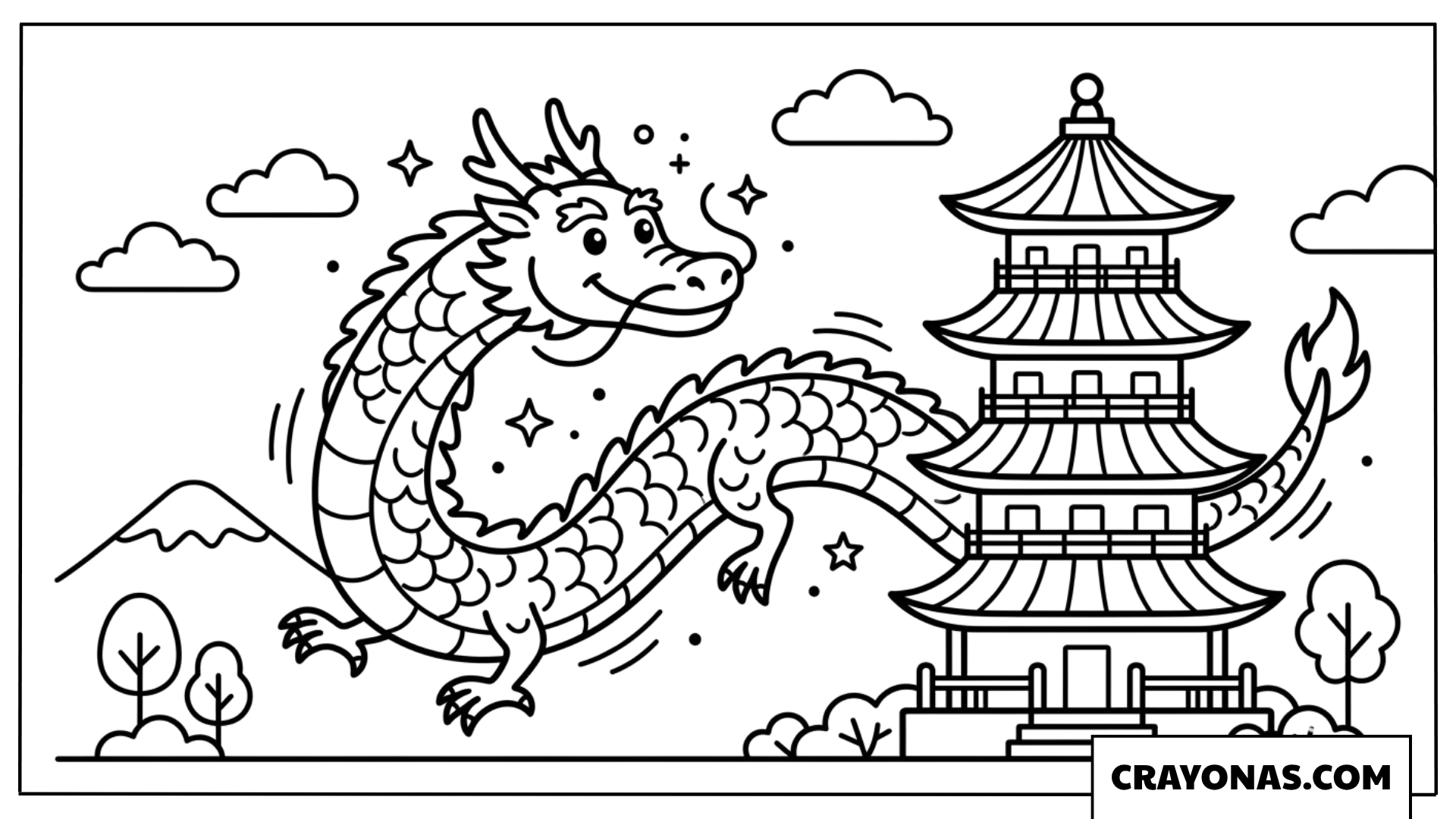 Chinese Style Dragon Coloring Page