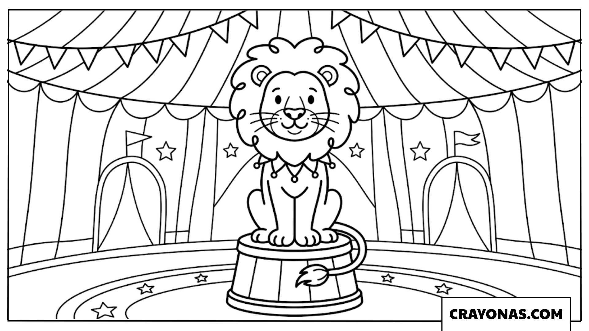 Circus Lion on Pedestal Coloring Page