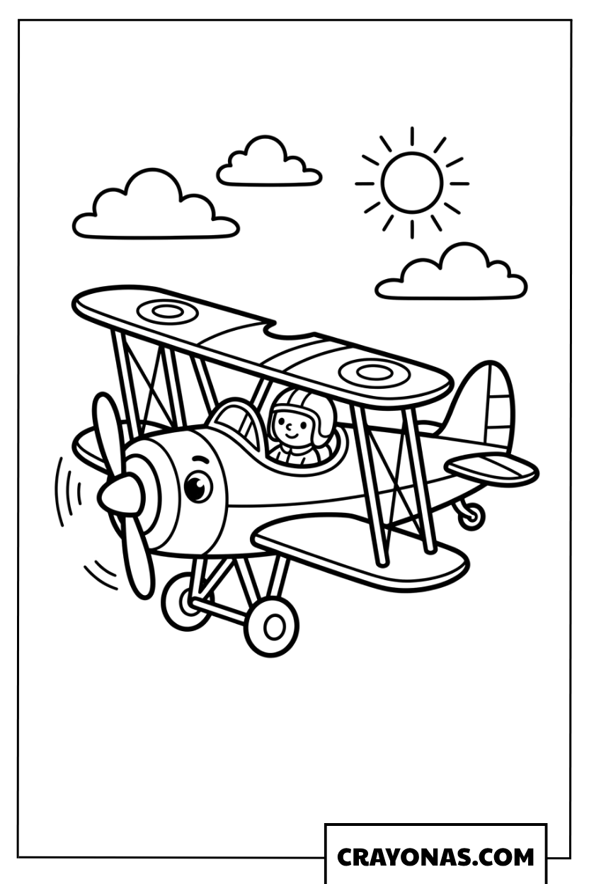 Classic Biplane Coloring Page