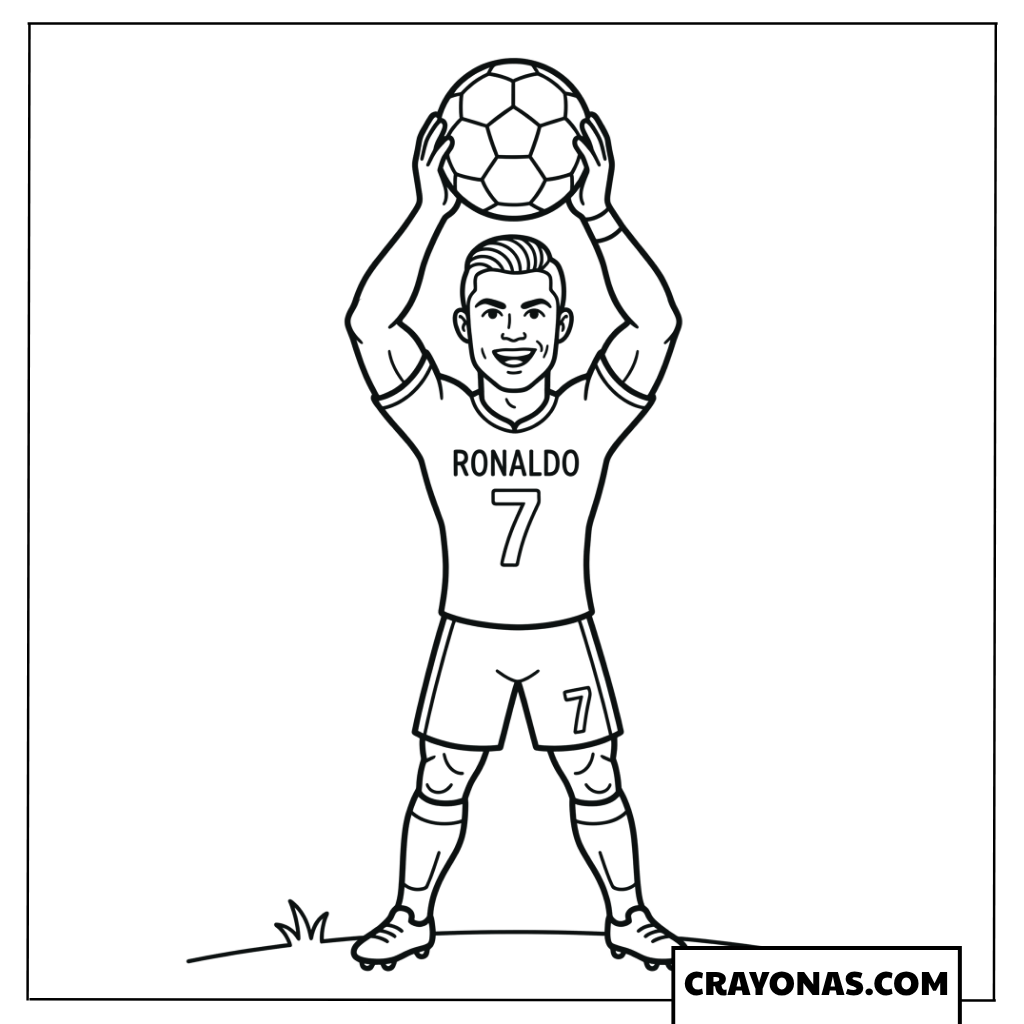 Classic Ronaldo Slicked Back Hair Holding Ball Coloring Page