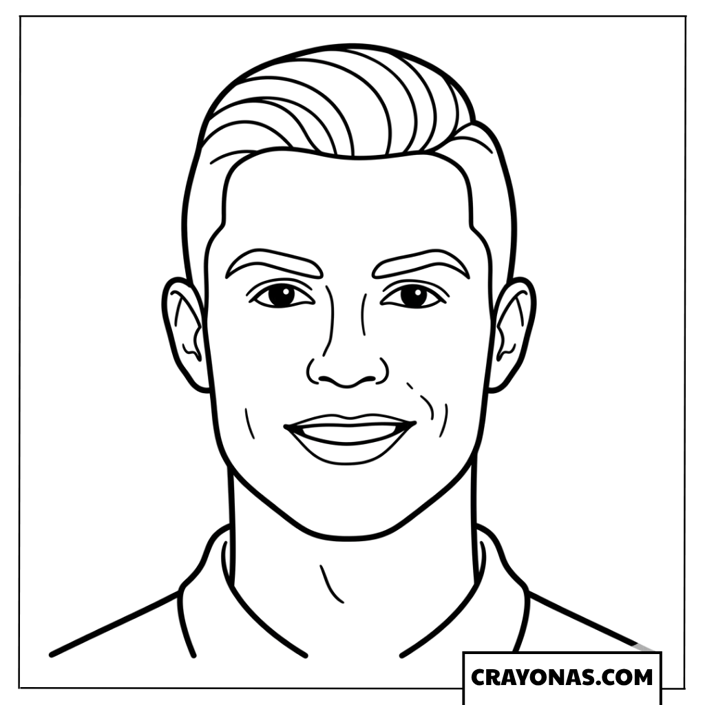 Classic Ronaldo Slicked Back Hair Portrait Coloring Page