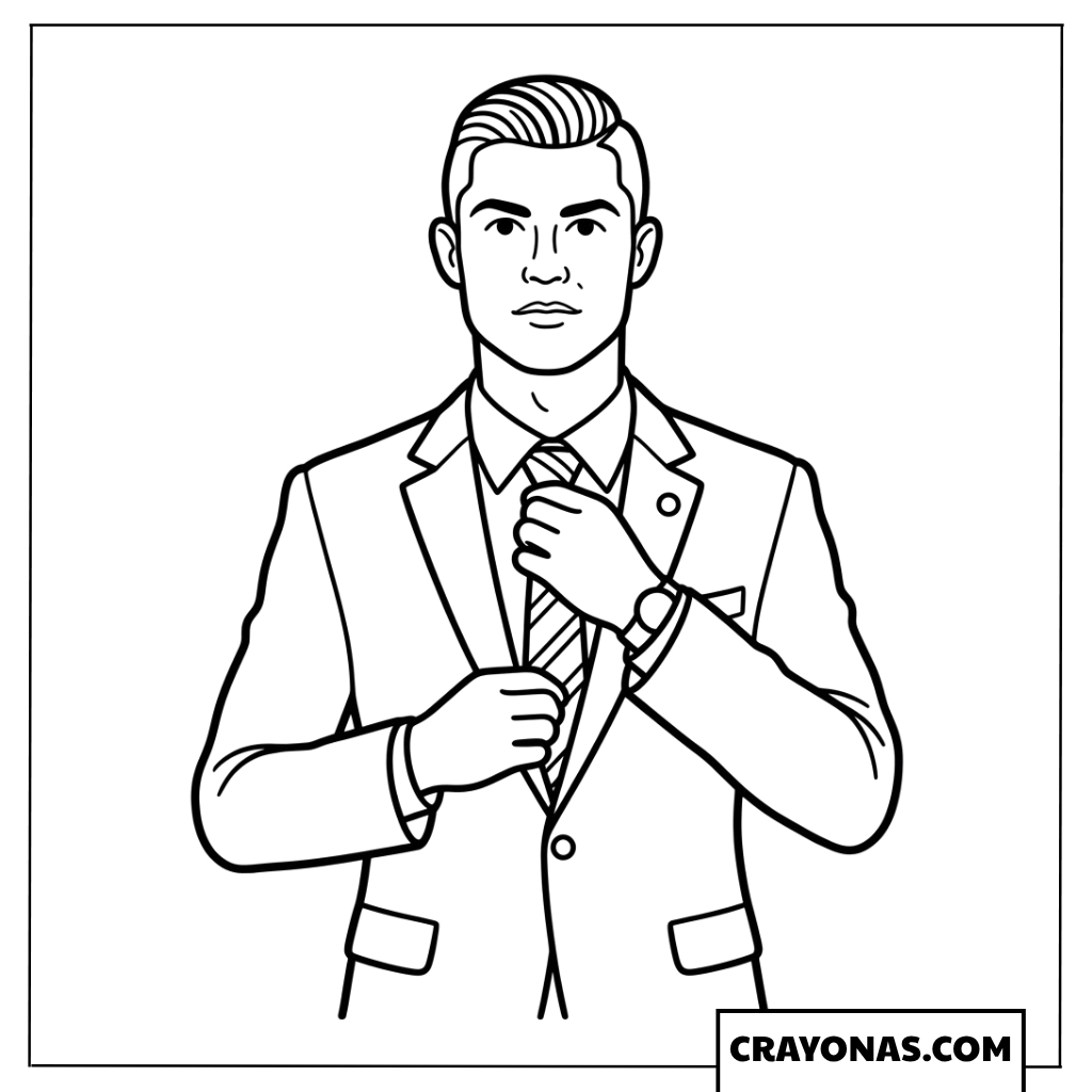 Classic Ronaldo Slicked Back Hair in Suit Coloring Page