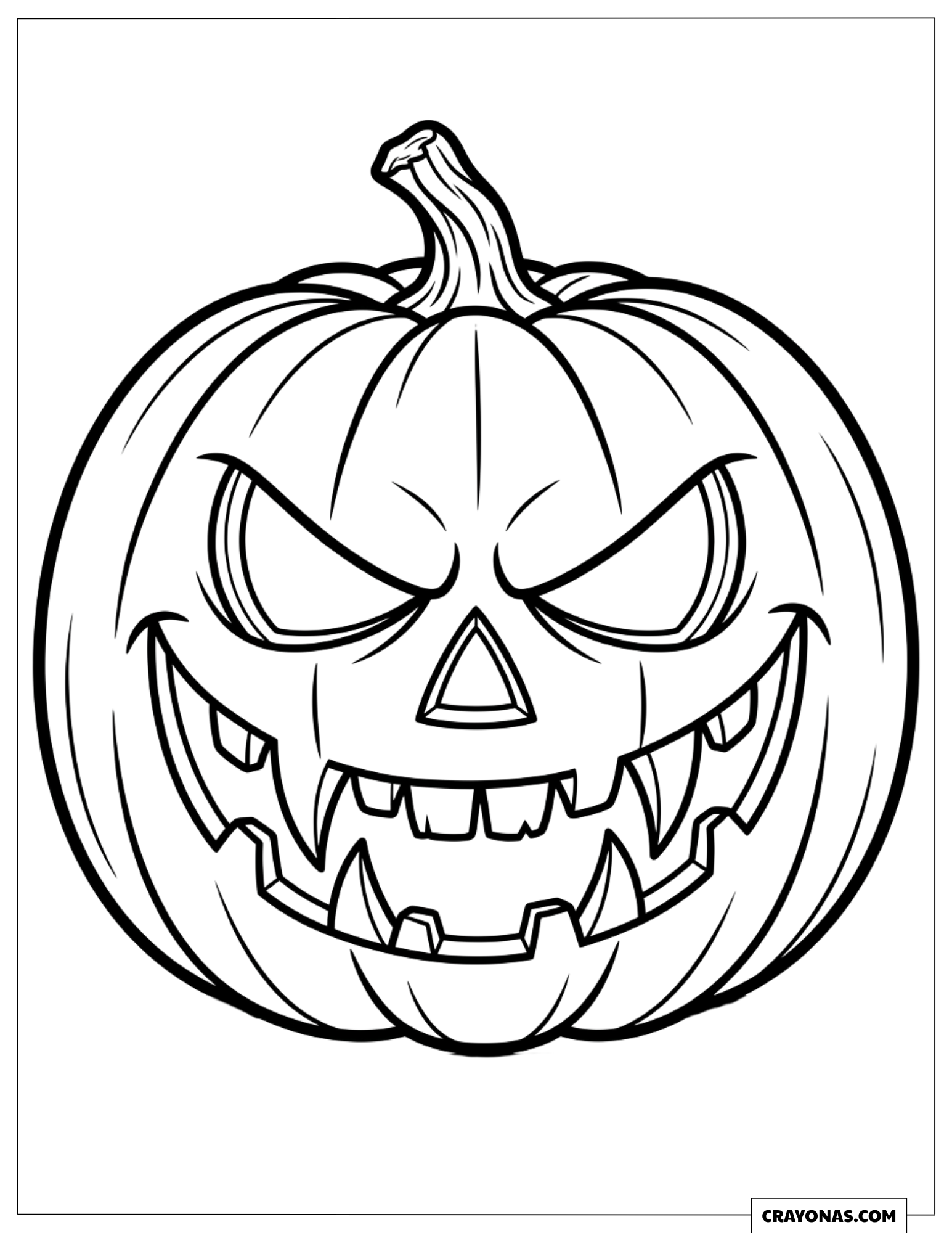 Creepy Jack-o'-Lantern Pumpkin Printable Coloring Page for Kids