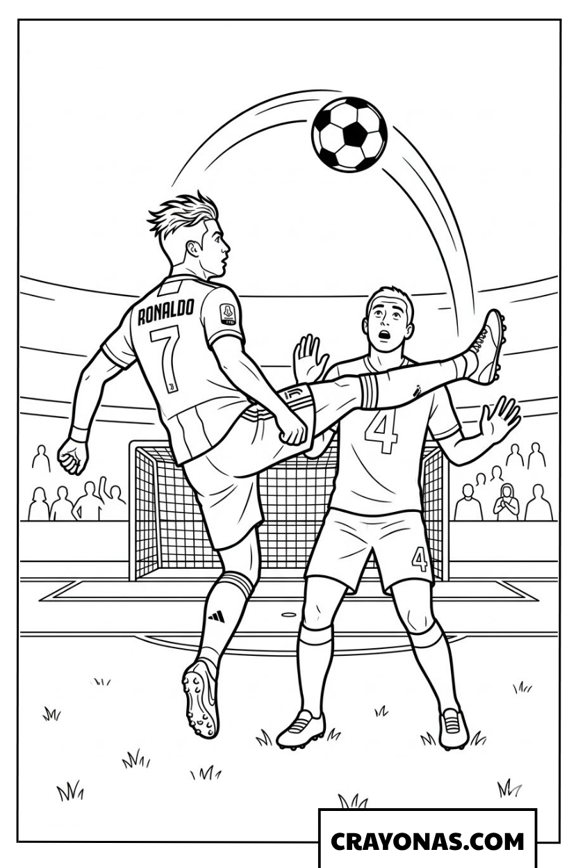 Cristiano Ronaldo Aerial Duel Coloring Page
