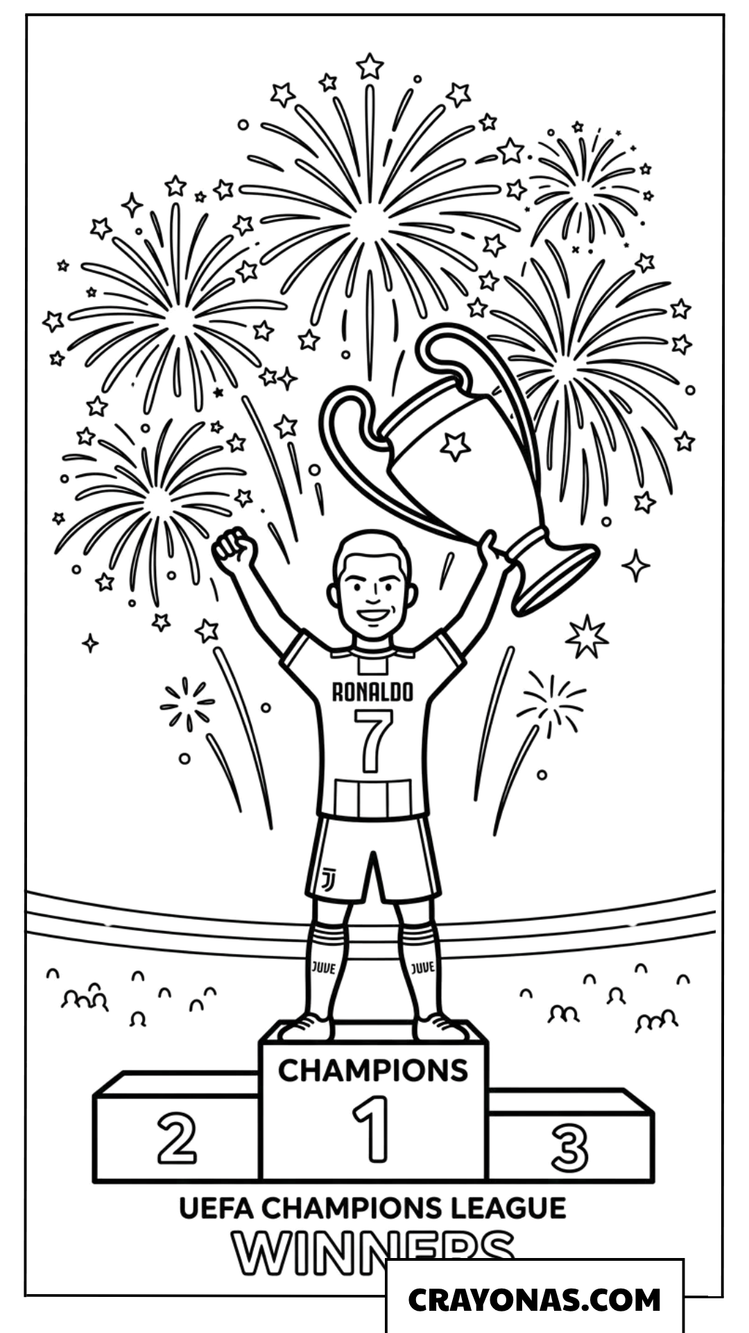 Cristiano Ronaldo Champions League Winner Podium Coloring Page