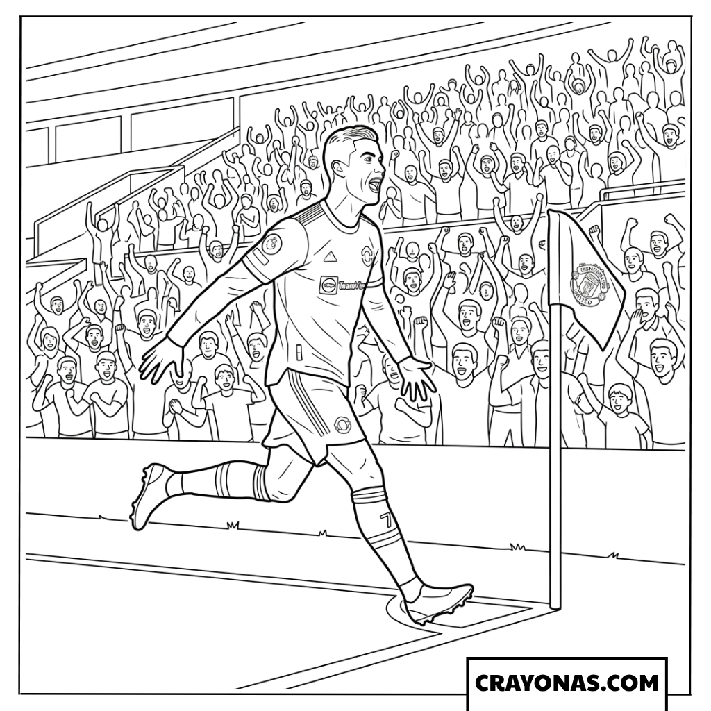 Cristiano Ronaldo Corner Flag Siuuu Celebration Coloring Page