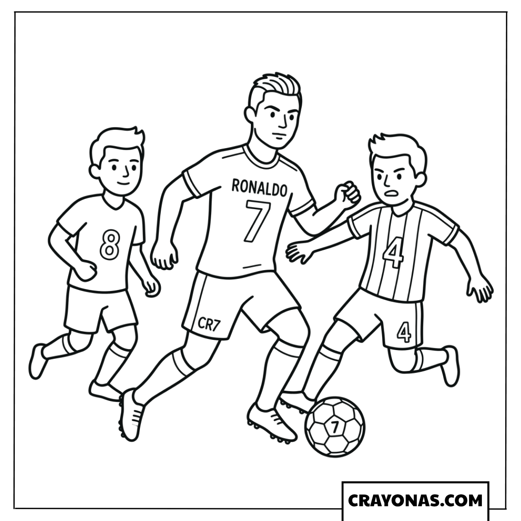 Cristiano Ronaldo Dribbling Coloring Page