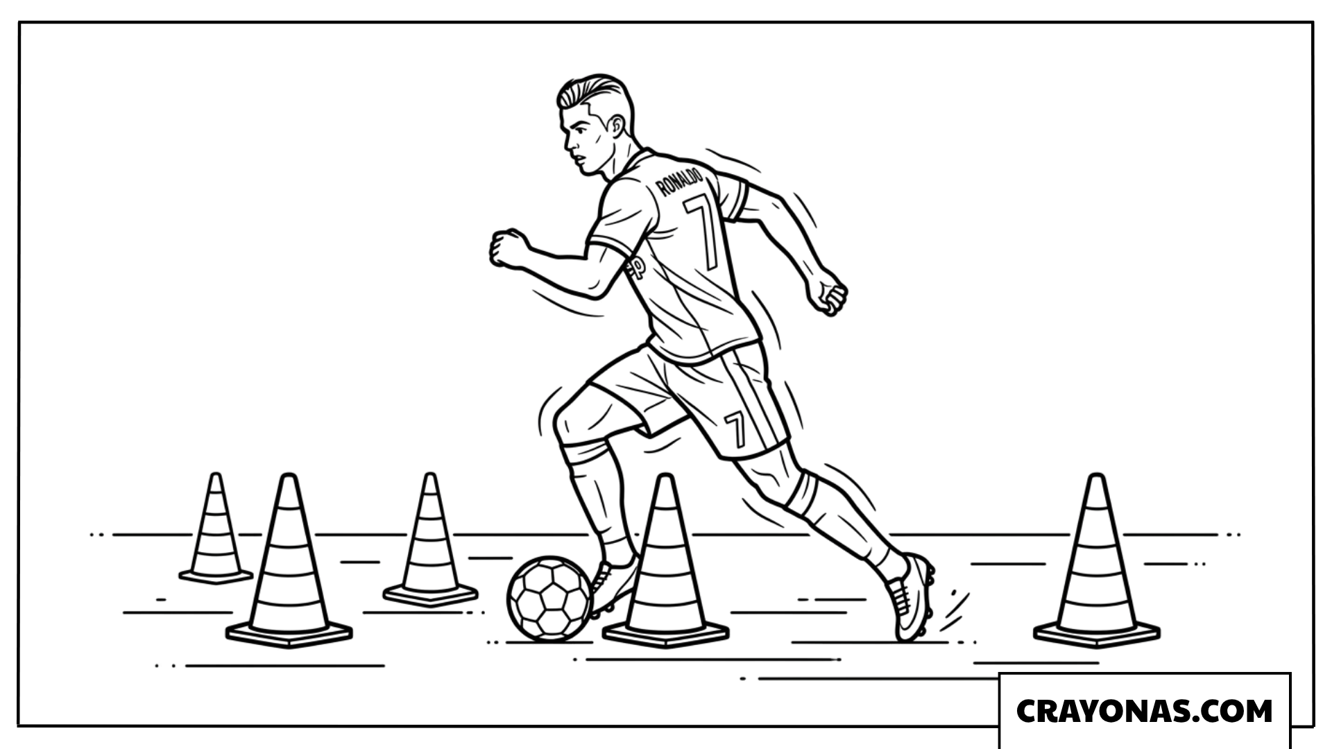 Cristiano Ronaldo Dribbling Training Coloring Page