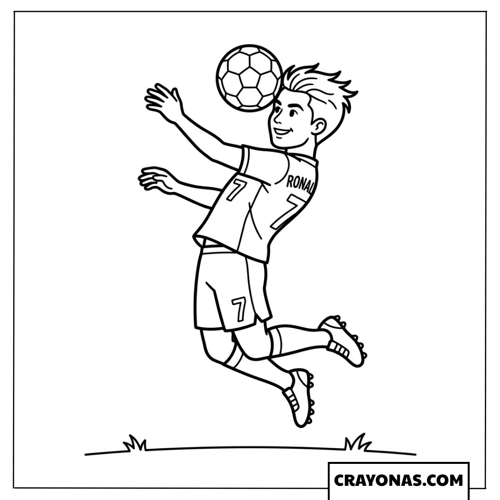 Cristiano Ronaldo Heading Ball Coloring Page