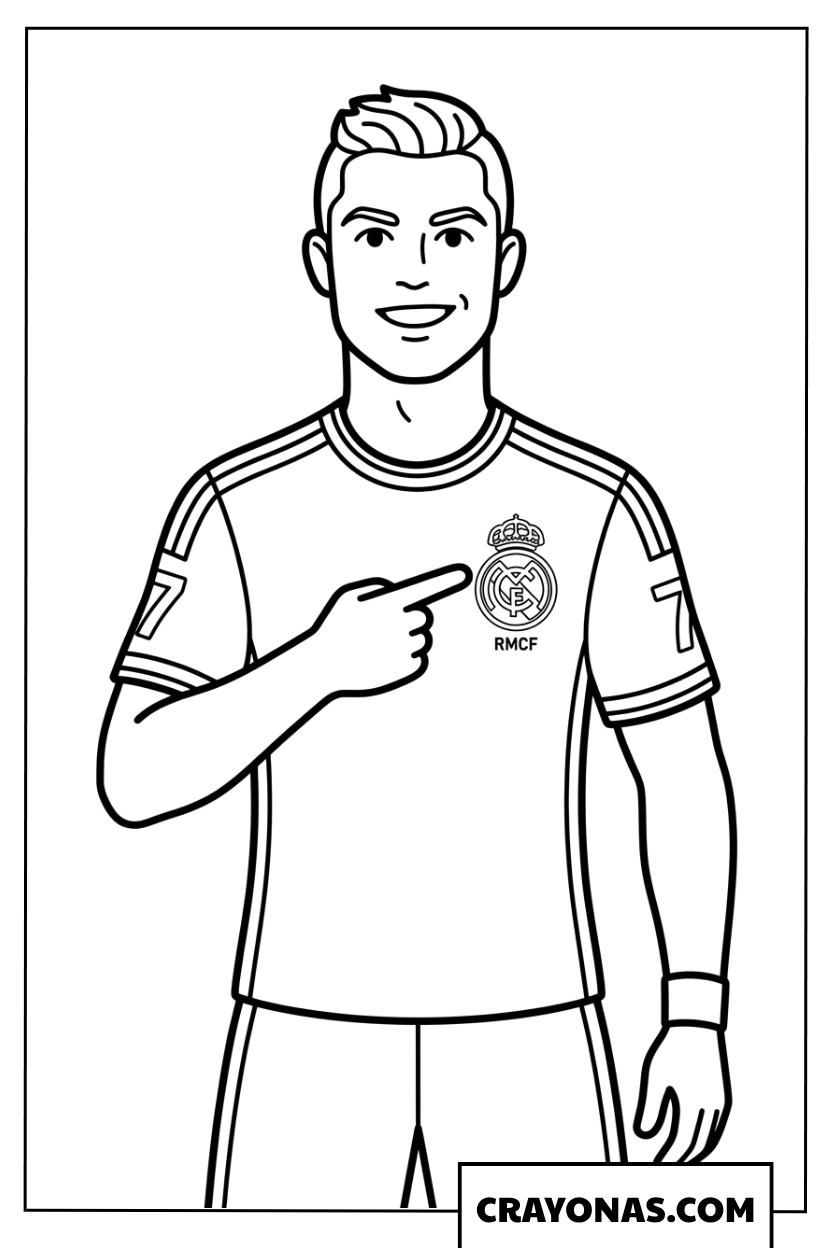 Cristiano Ronaldo Real Madrid Portrait Coloring Page