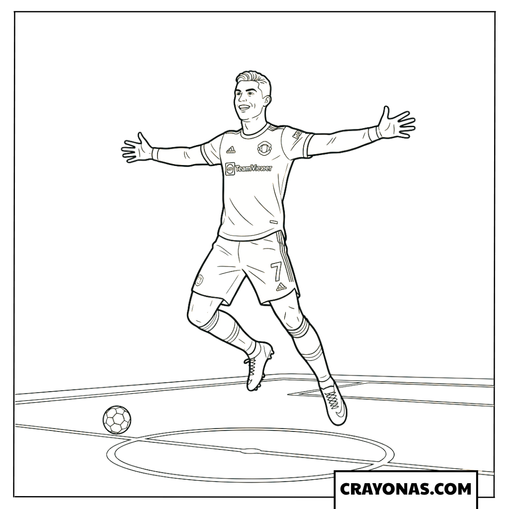 Cristiano Ronaldo Siuuu Celebration Coloring Page