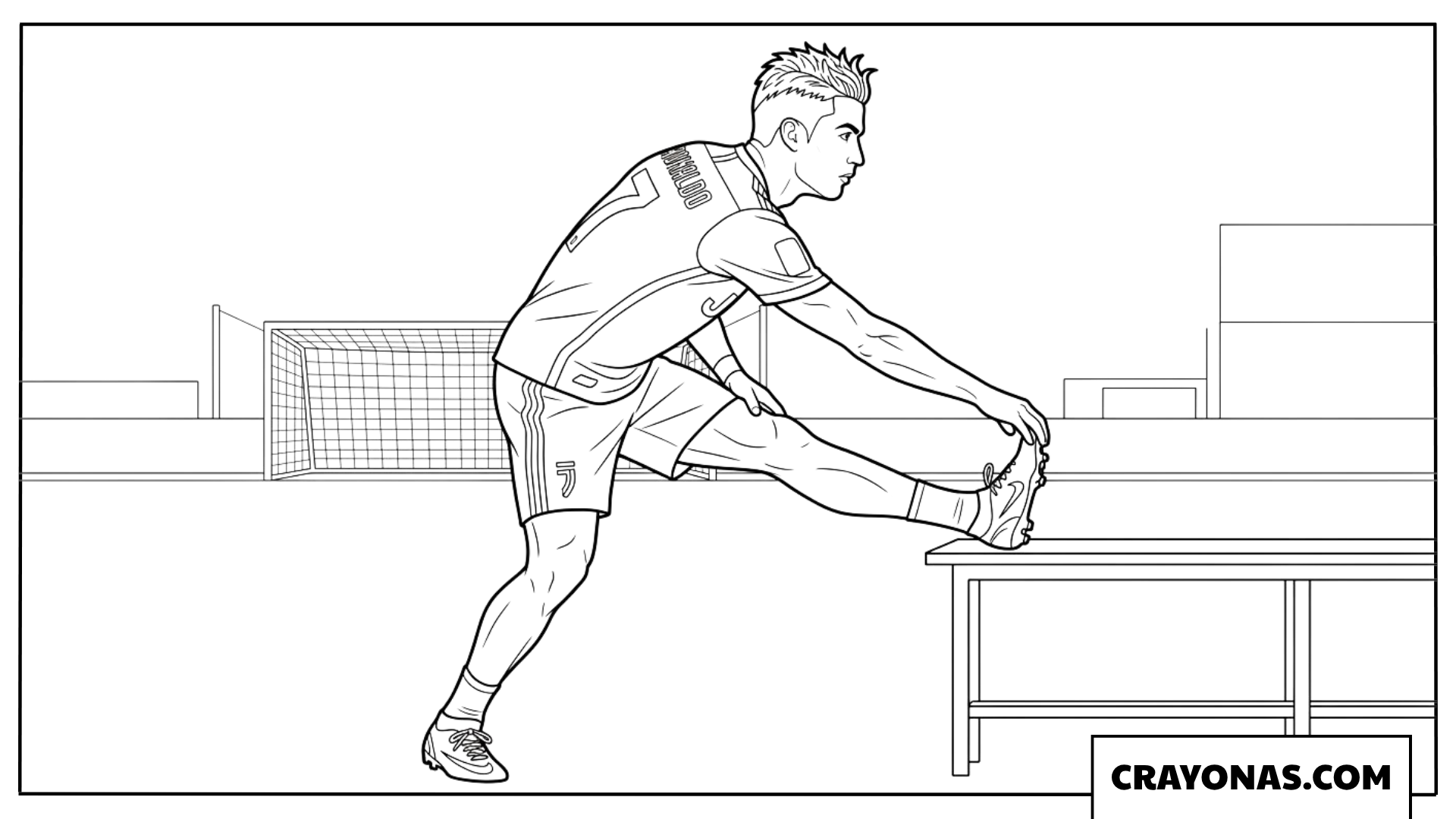 Cristiano Ronaldo Stretching Coloring Page