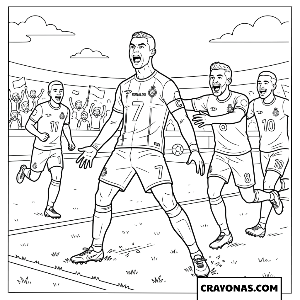 Cristiano Ronaldo Team Siuuu Celebration Coloring Page