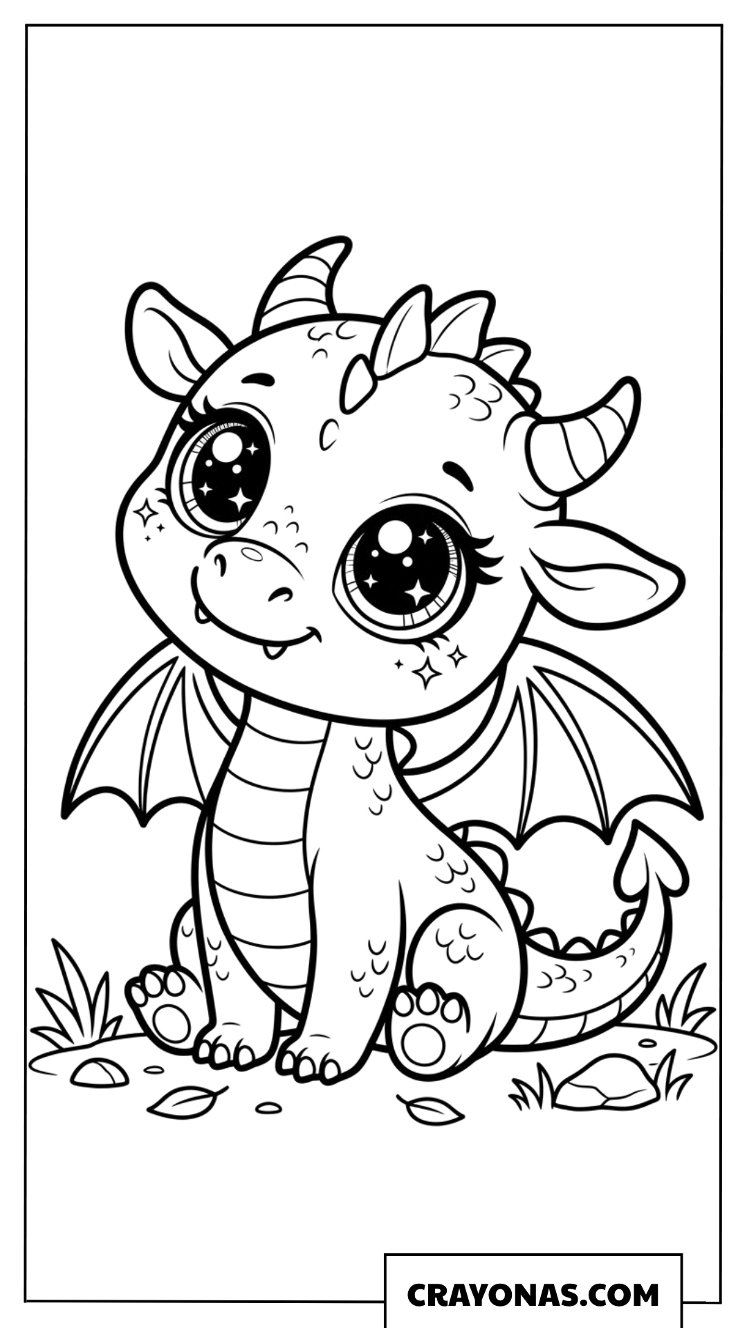 Cute Baby Dragon Sitting Coloring Page