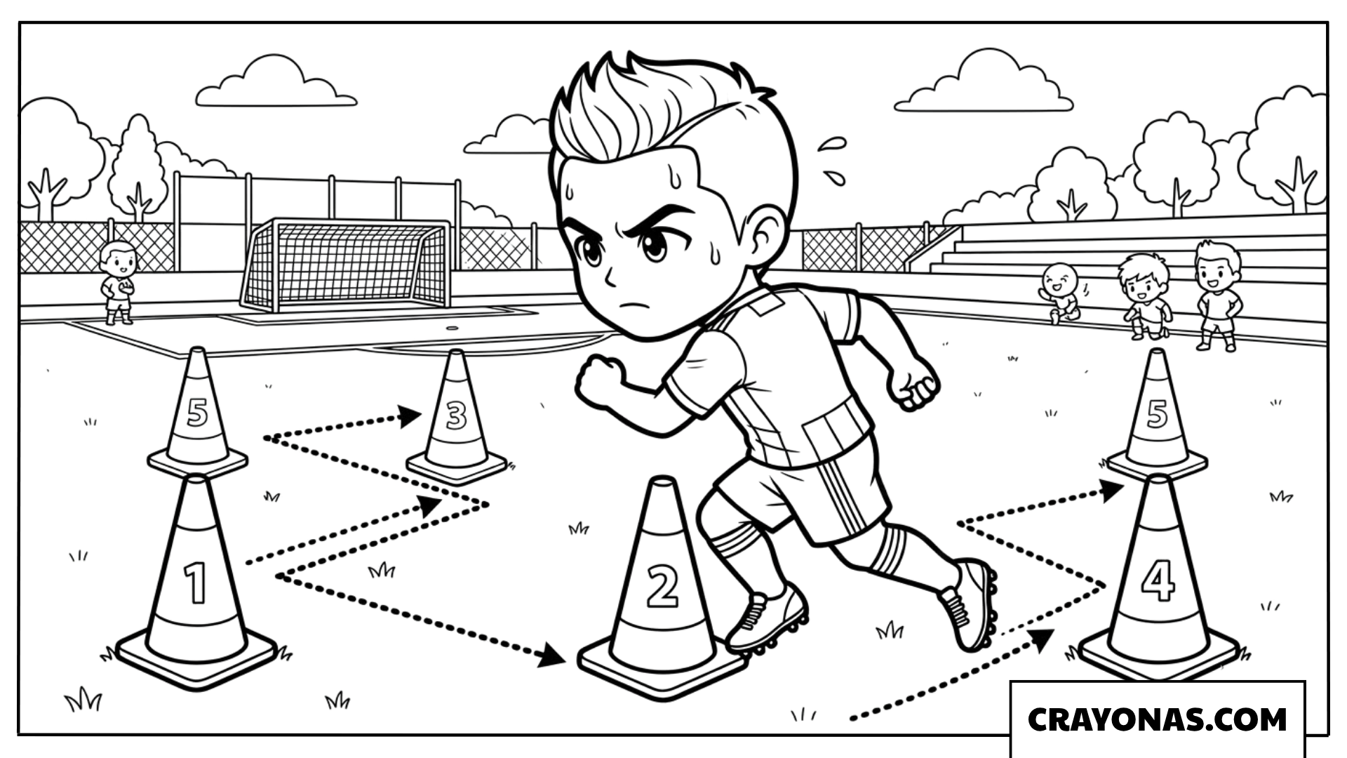 Cute Cartoon Ronaldo Agility Training Coloring Page