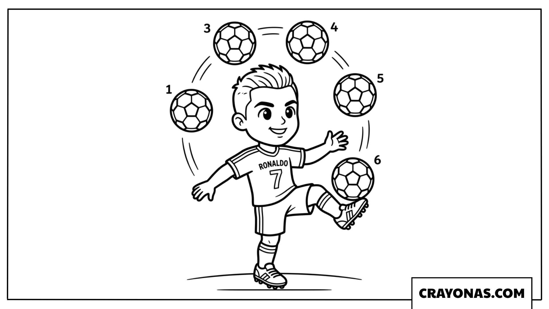 Cute Cartoon Ronaldo Ball Juggling Coloring Page