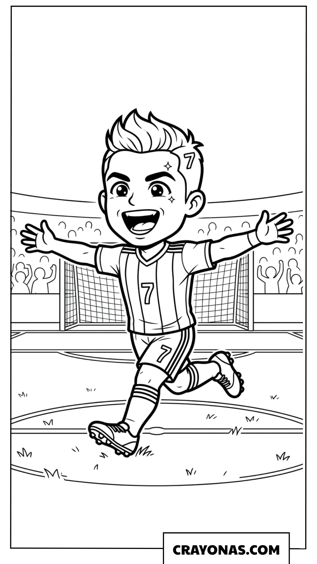 Cute Cartoon Ronaldo Goal Celebration Coloring Page