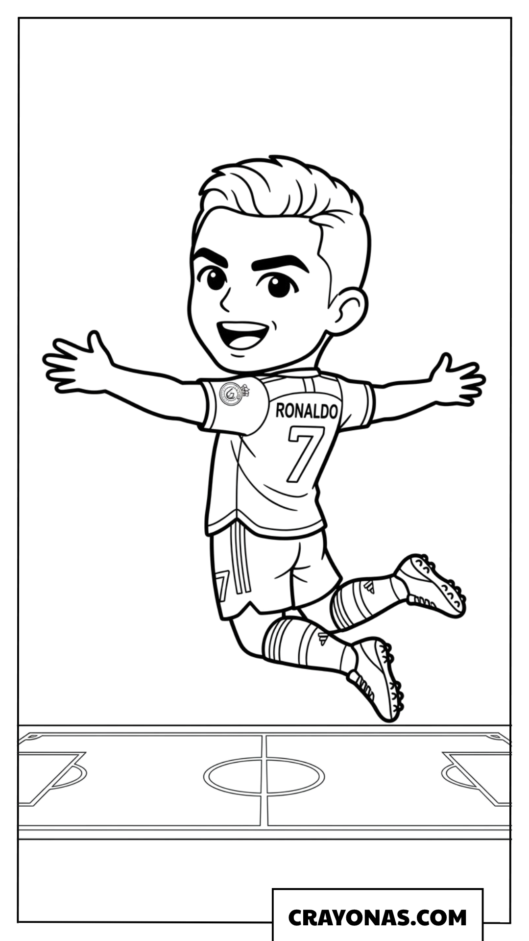 Cute Cartoon Ronaldo Jumping Celebration Coloring Page