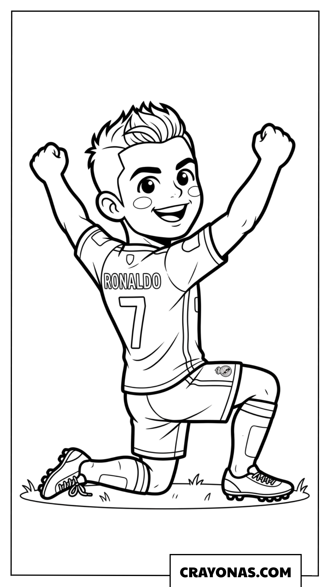 Cute Cartoon Ronaldo Kneeling Celebration Coloring Page