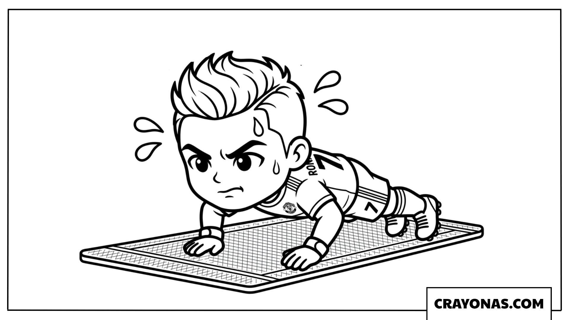 Cute Cartoon Ronaldo Push Up Coloring Page