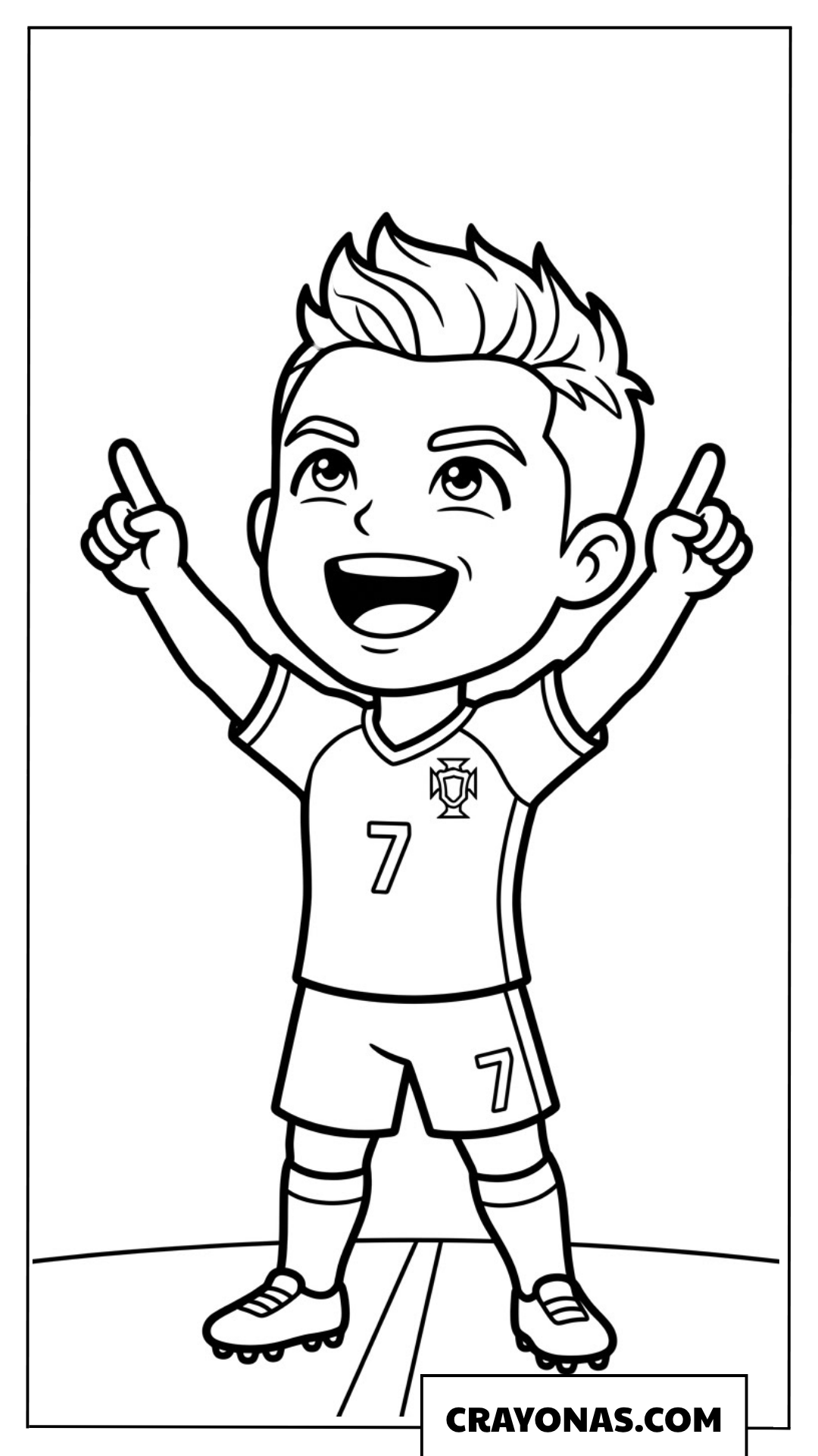 Cute Cartoon Ronaldo Siuuu Celebration Coloring Page