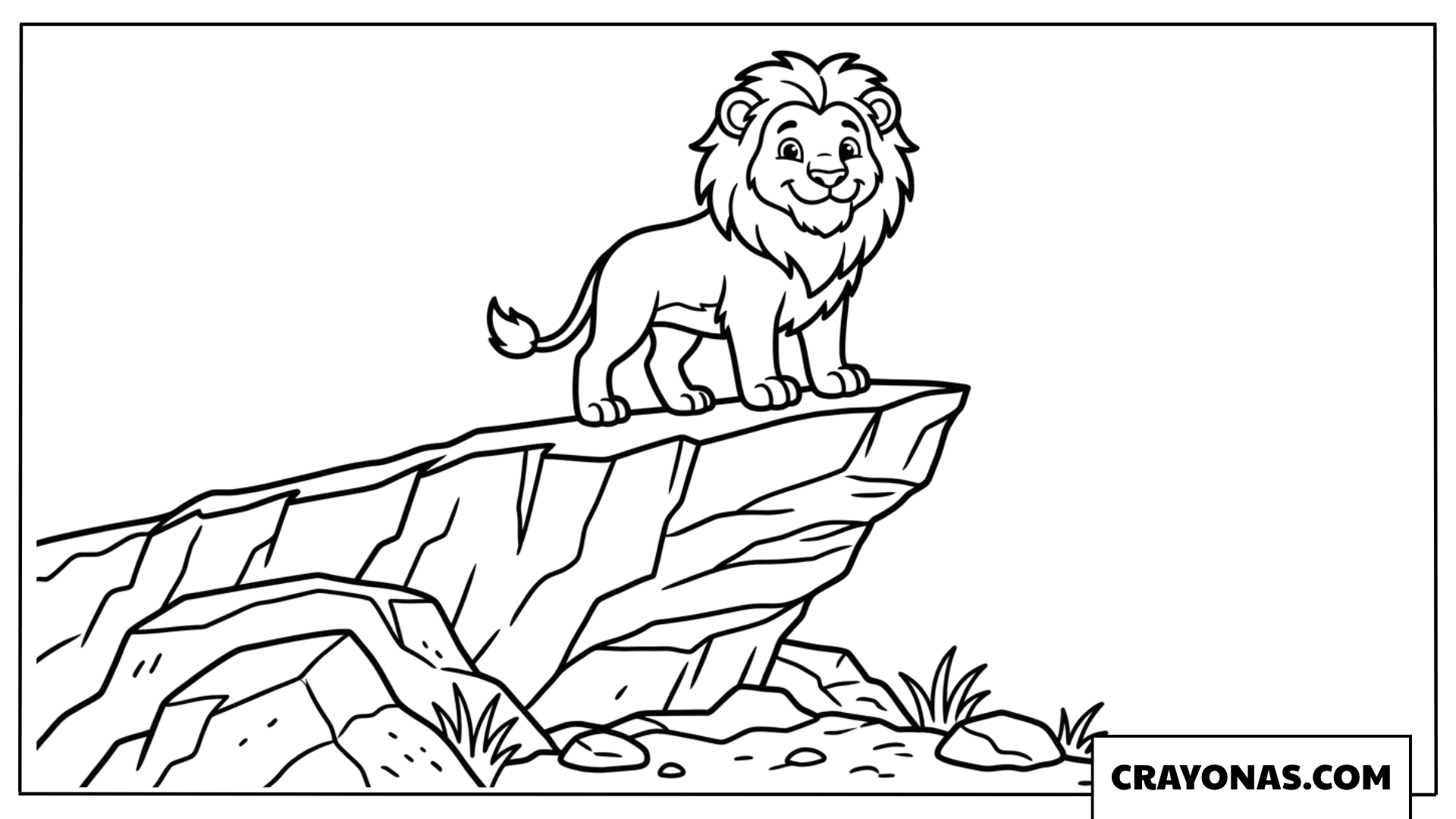 Cute Lion on Pride Rock Coloring Page