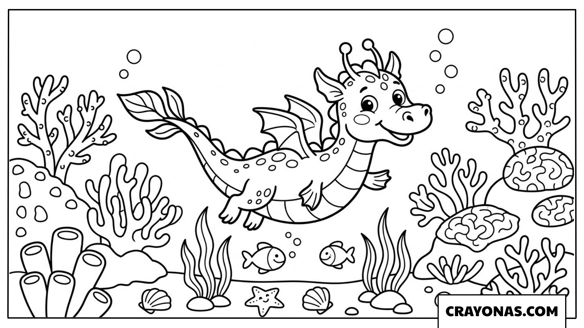 Cute Sea Dragon Coloring Page