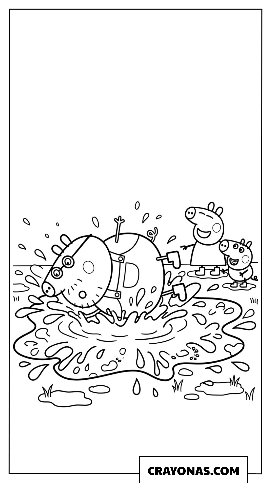 Daddy Pig Falling in Muddy Puddle Coloring Page