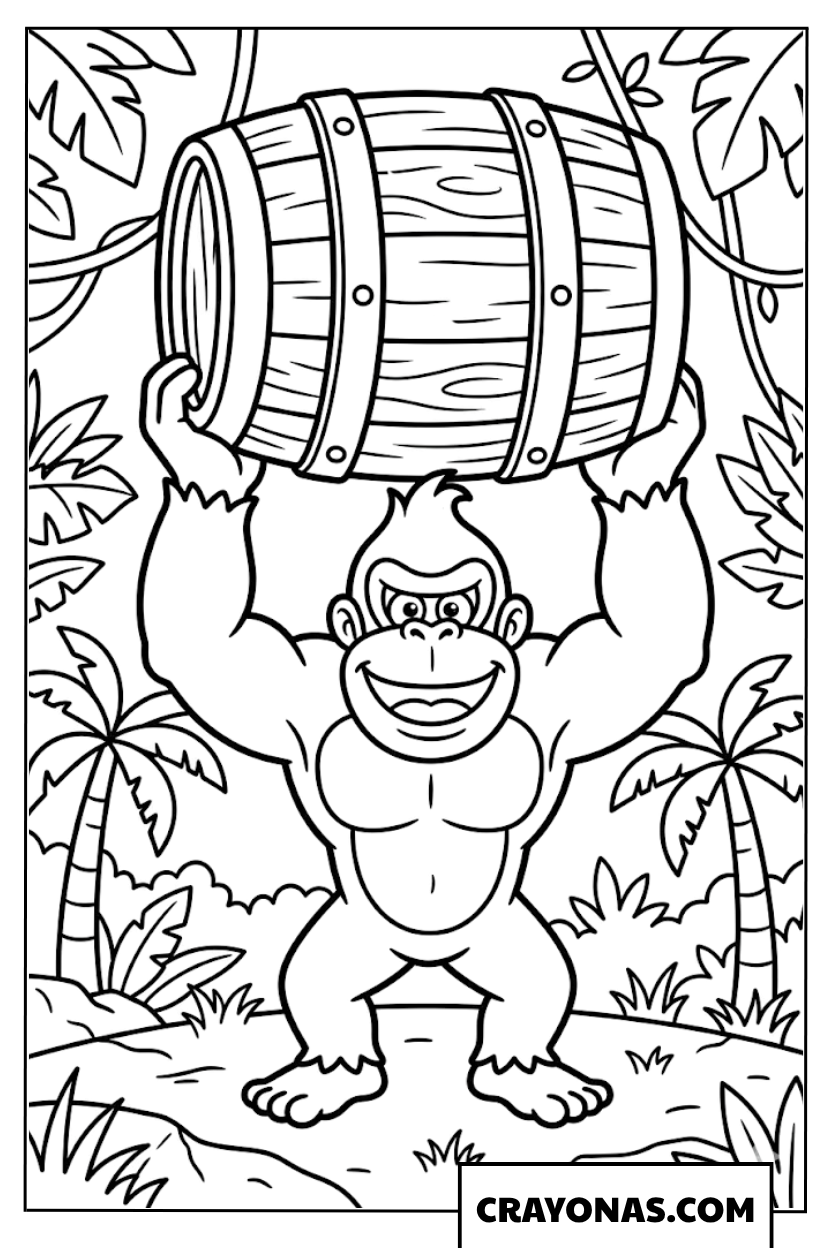 Donkey Kong Barrel Coloring Page