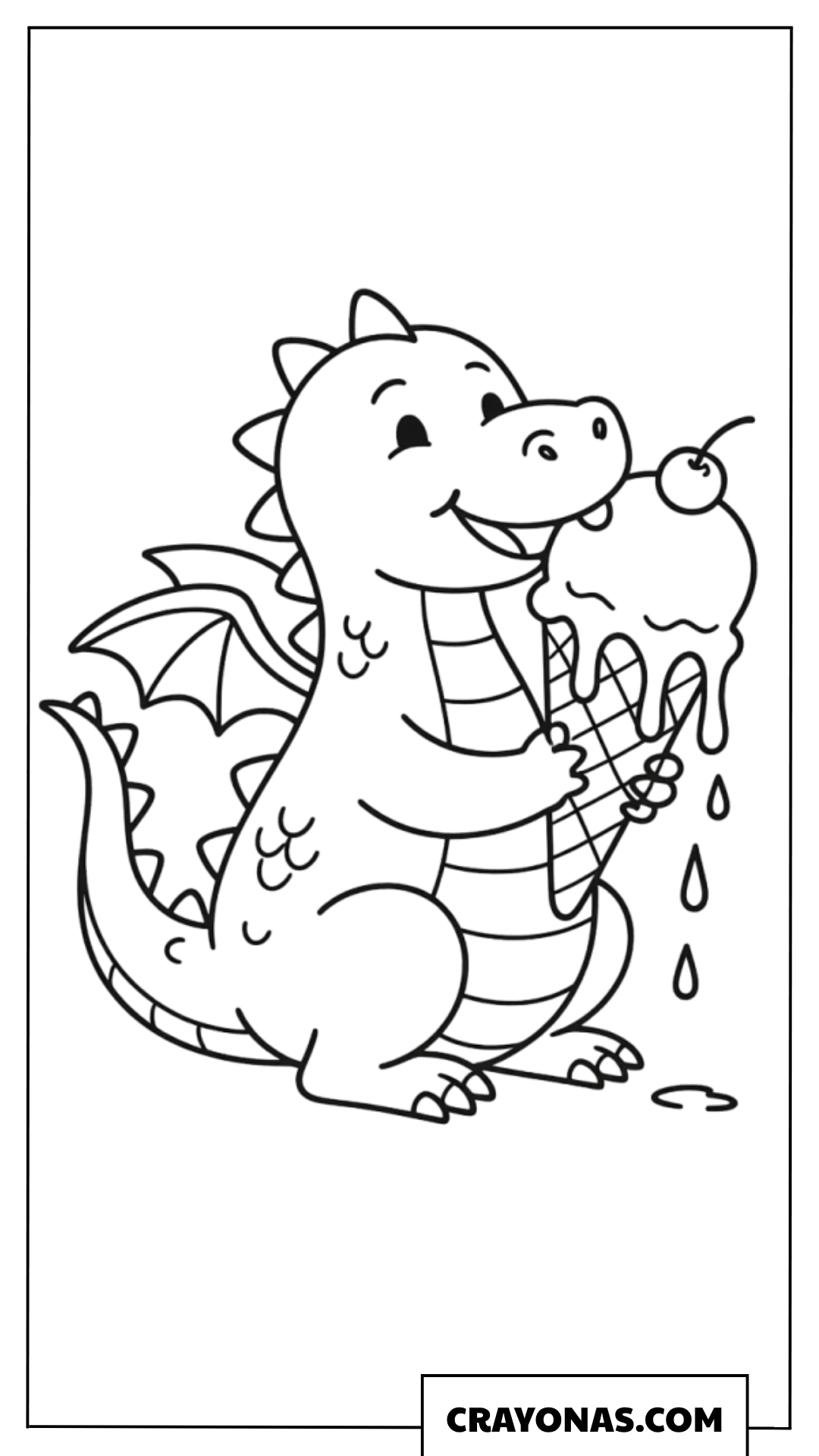 Dragon Eating Ice Cream Coloring Page