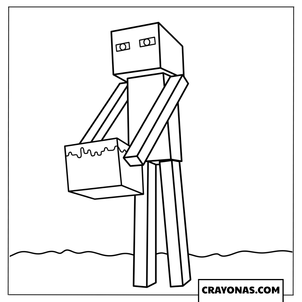 Enderman Grass Block Coloring Page