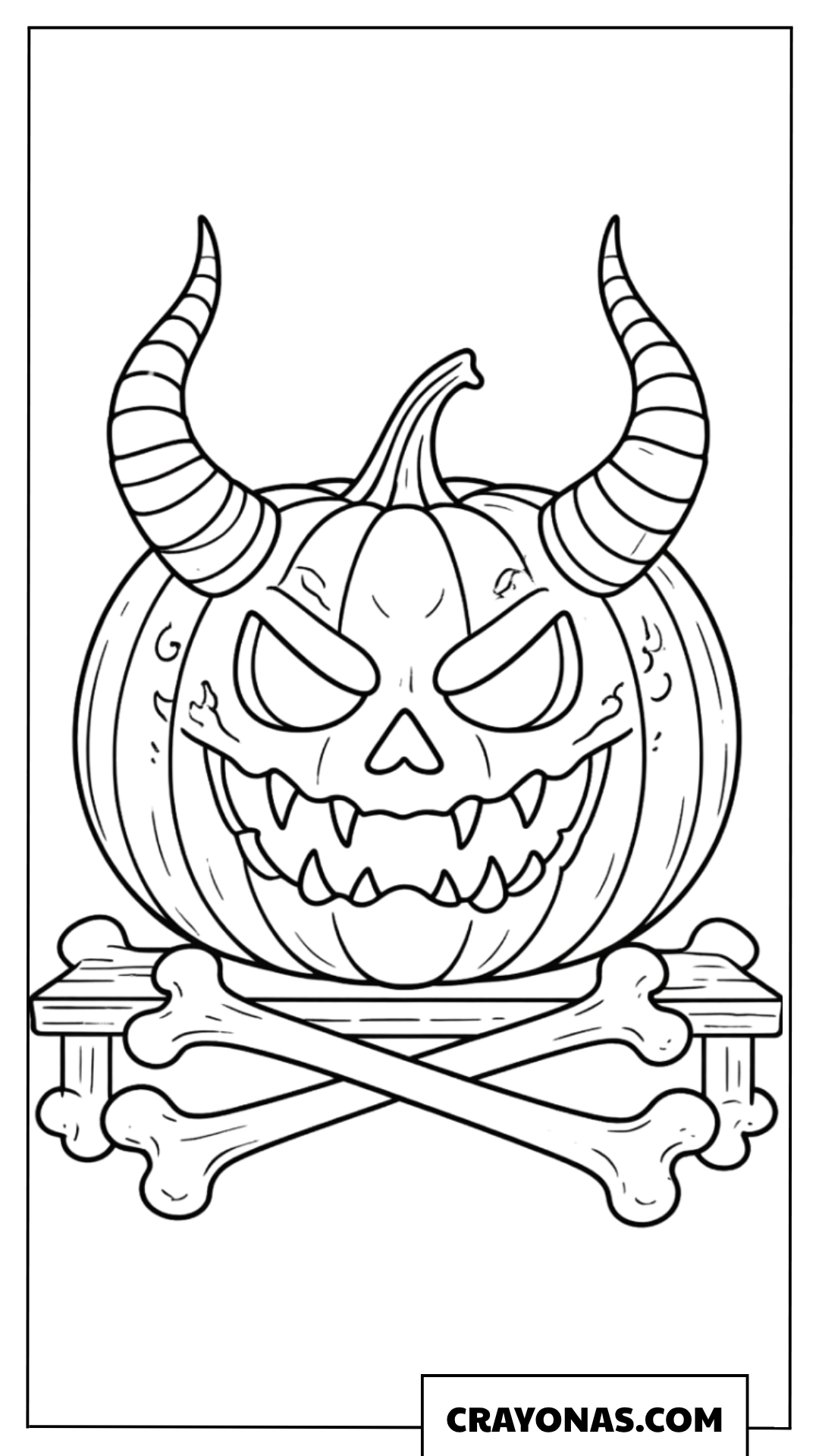 Evil Pumpkin with Crossbones Coloring Page