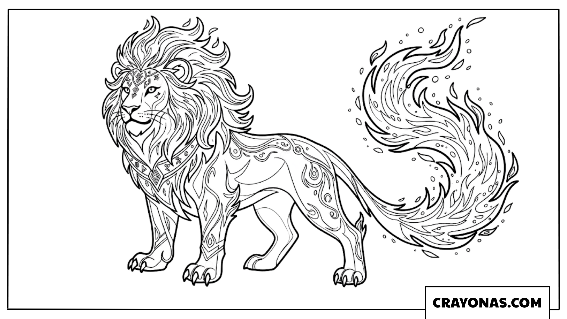 Fantasy Ornate Lion Coloring Page
