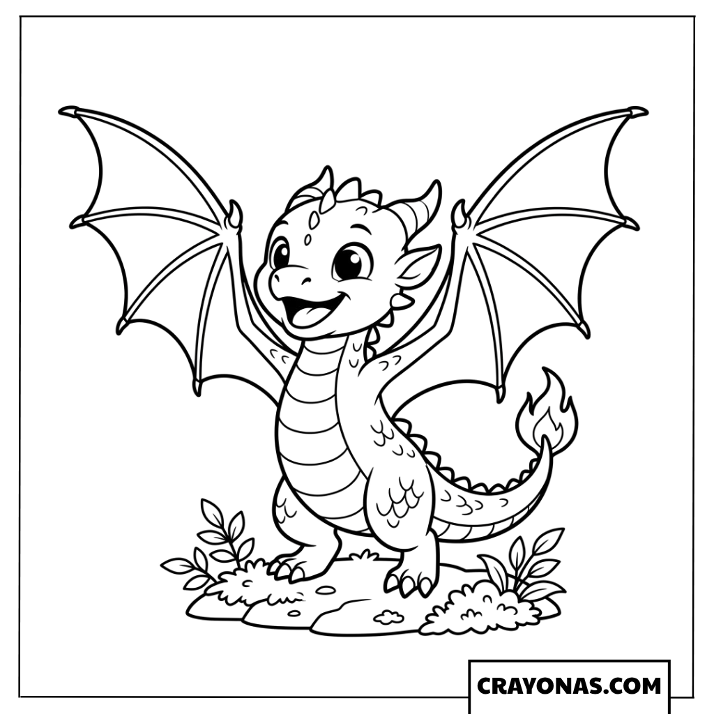 Flying Baby Dragon Coloring Page