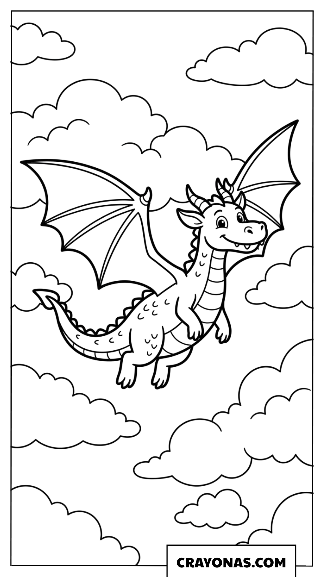 Flying Dragon in the Sky Coloring Page